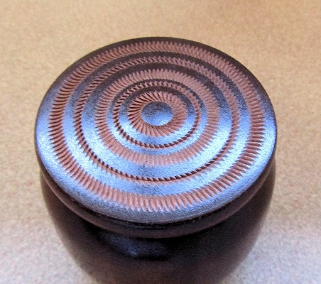 Pot with textured lid by Bert Lanham